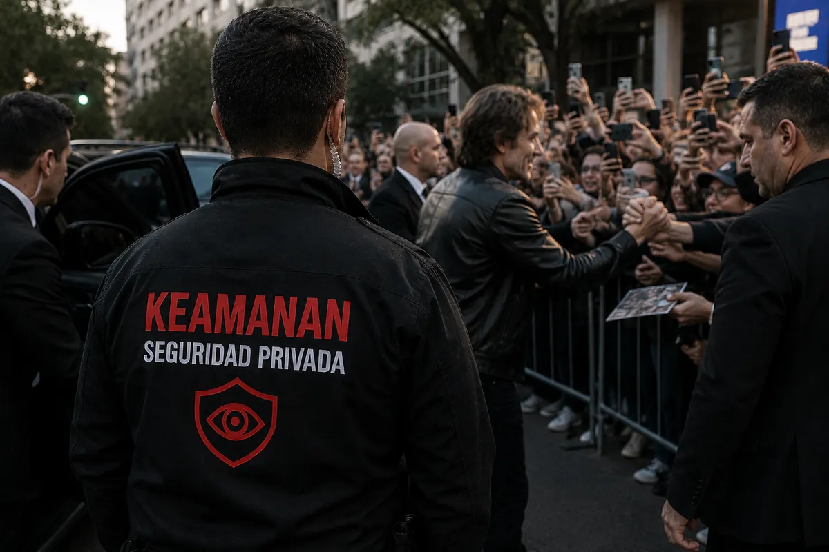 Personal de Keamanan SRL realizando control de multitudes en un evento con público en Buenos Aires